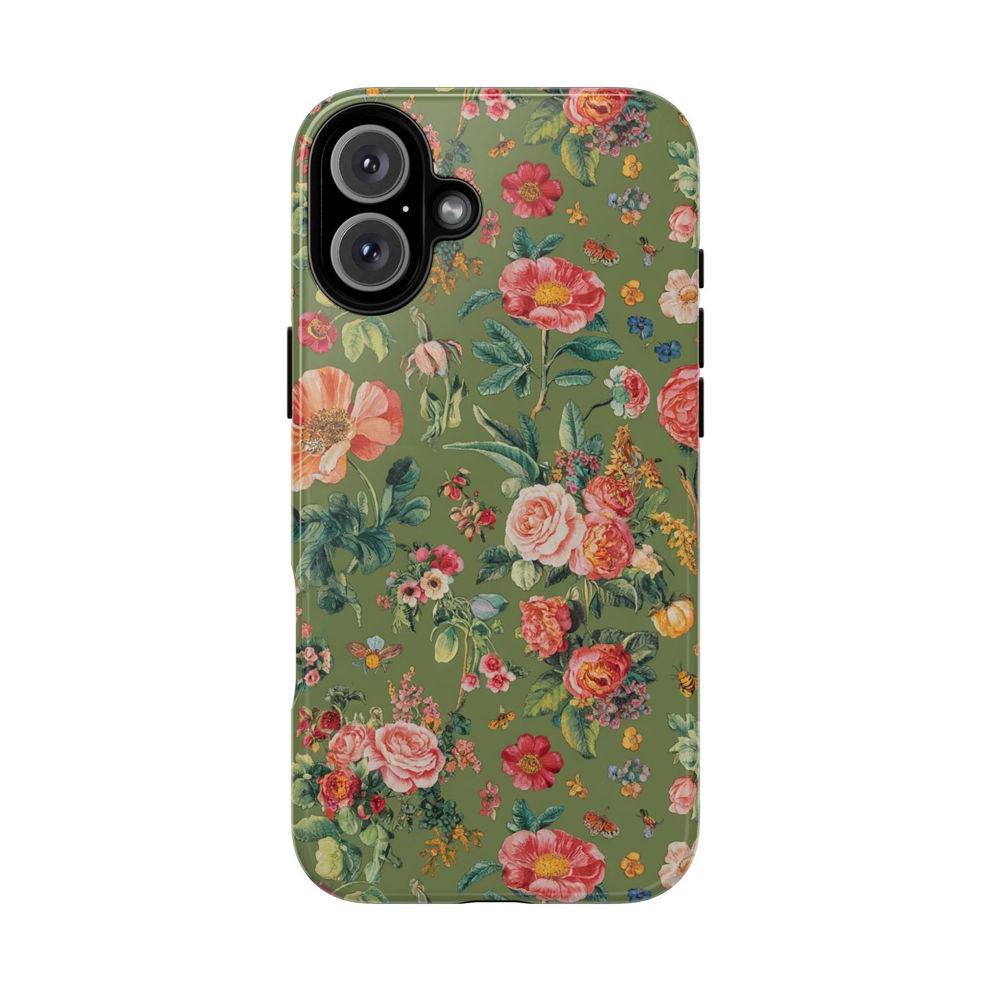 Vampire Art Vintage and Edgy iPhone 16 Tough Case - Khaki Florals