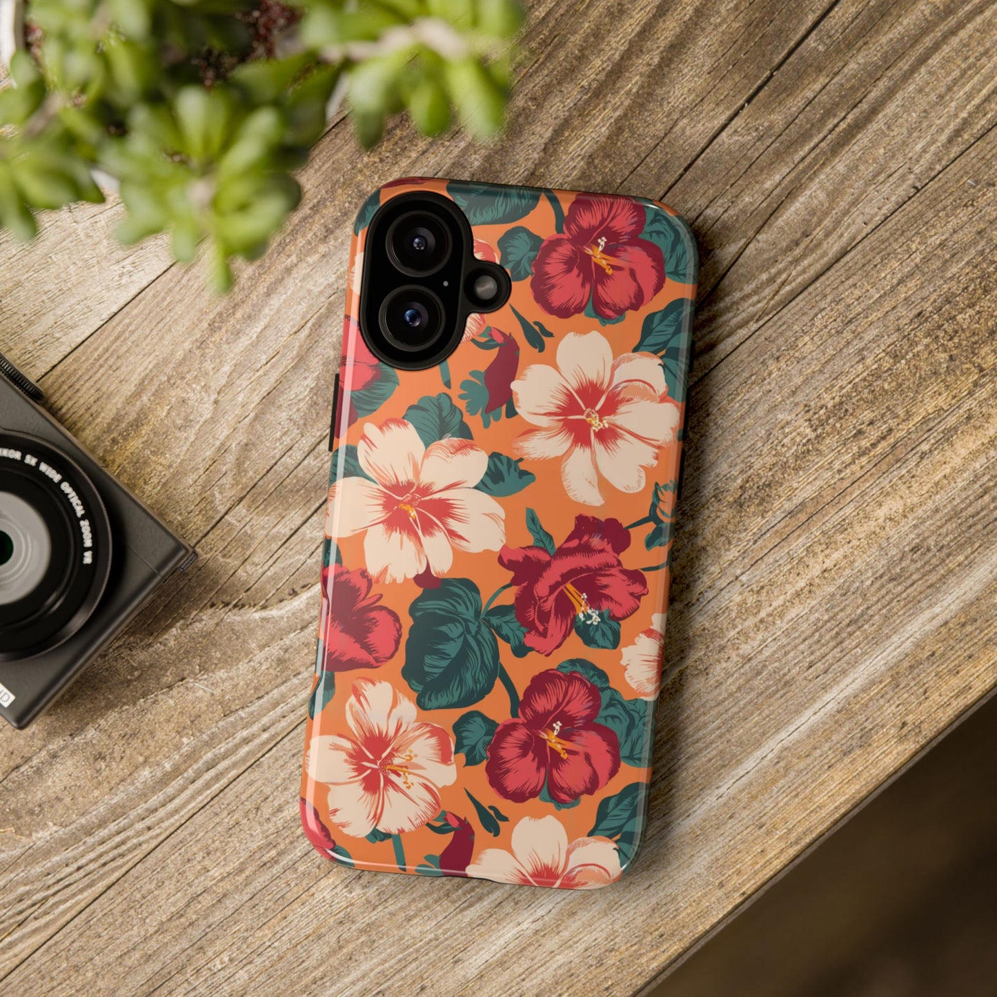 Vampire Art Vintage and Edgy iPhone 16 Tough Case - Retro Surfy Coral Florals