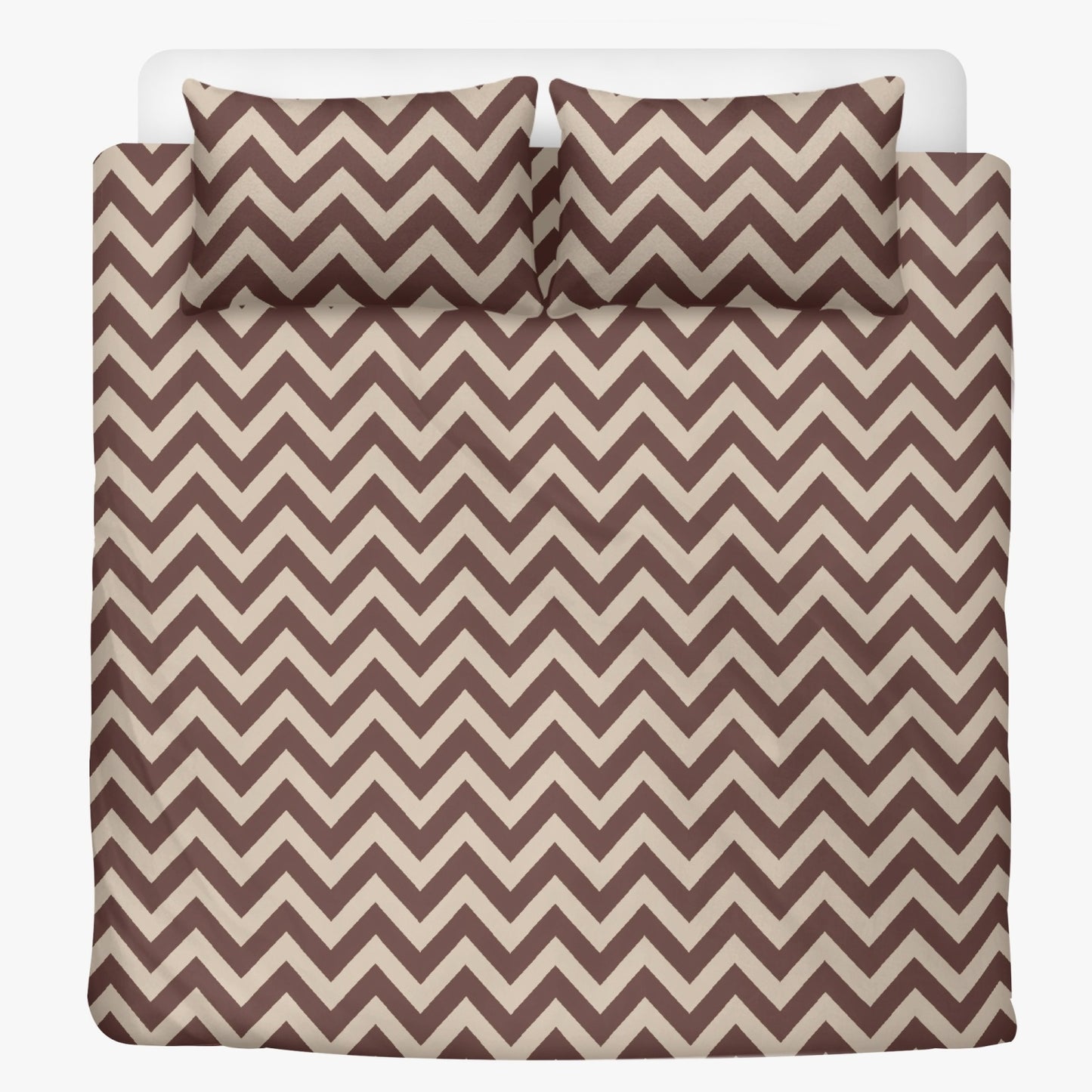 Vampire Art 3-Piece Retro Polyester Bedding Set - Brown Mod Harringbone