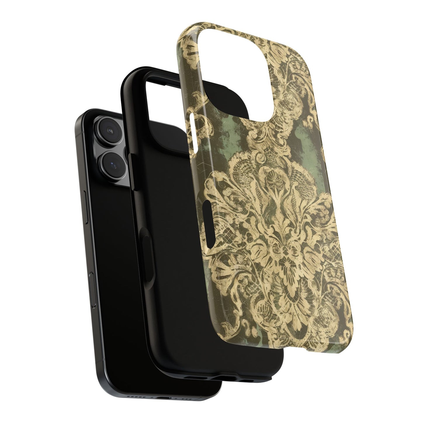 Vampire Art Vintage and Edgy iPhone 16 Tough Case - Grunge Brocade