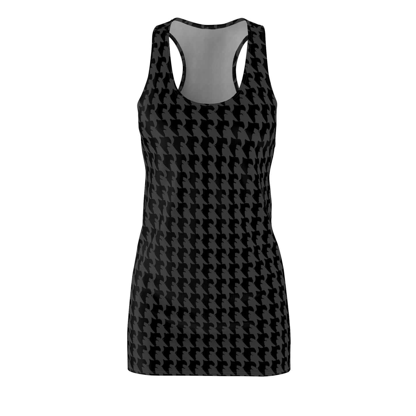 Vampire Art Grunge Goth Emo Black and Charcoal Houndstooth Women's Racerback Dress