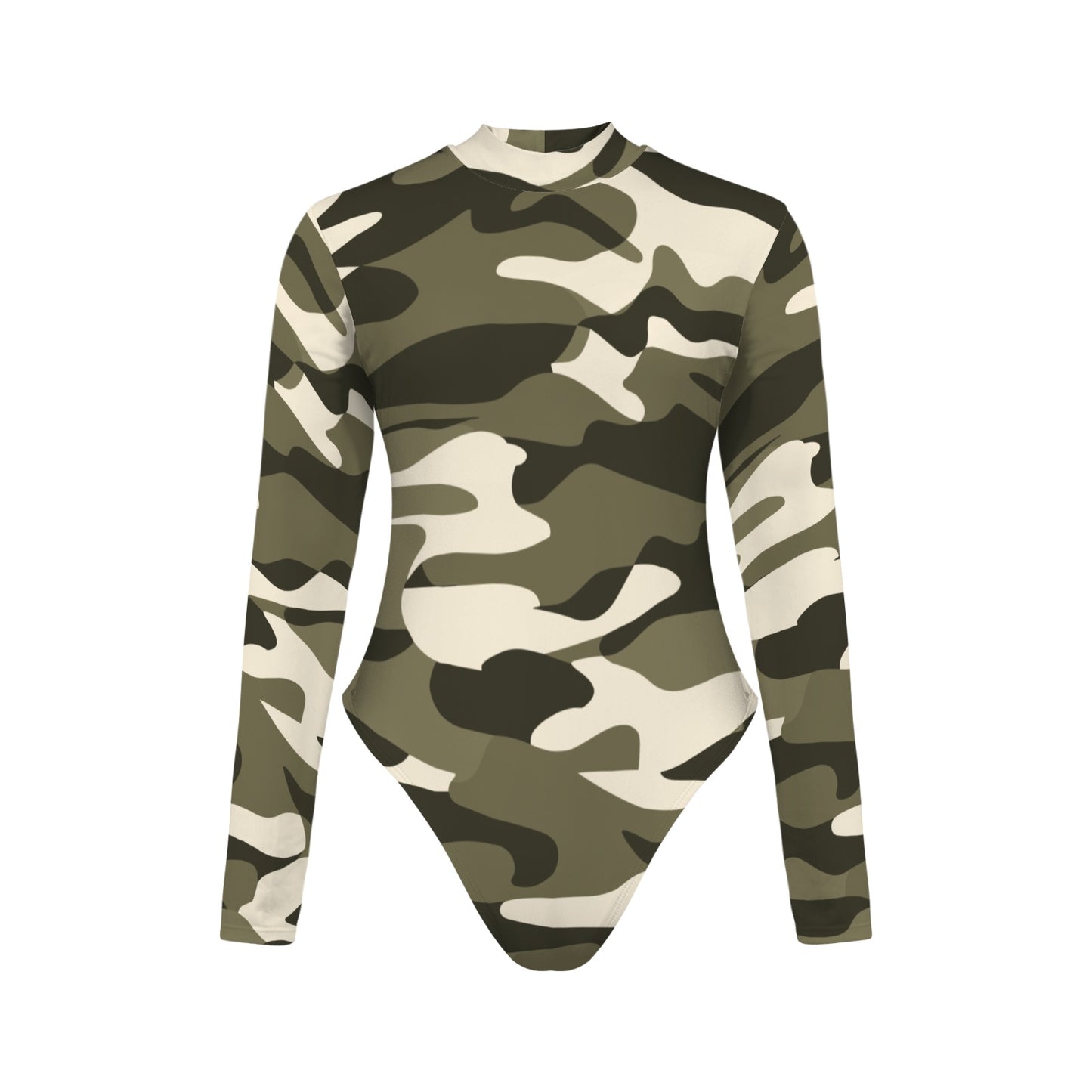 Vampire Art Retro Elegance Backless Long Sleeve Thumbhole Swimsuit - Camouflage