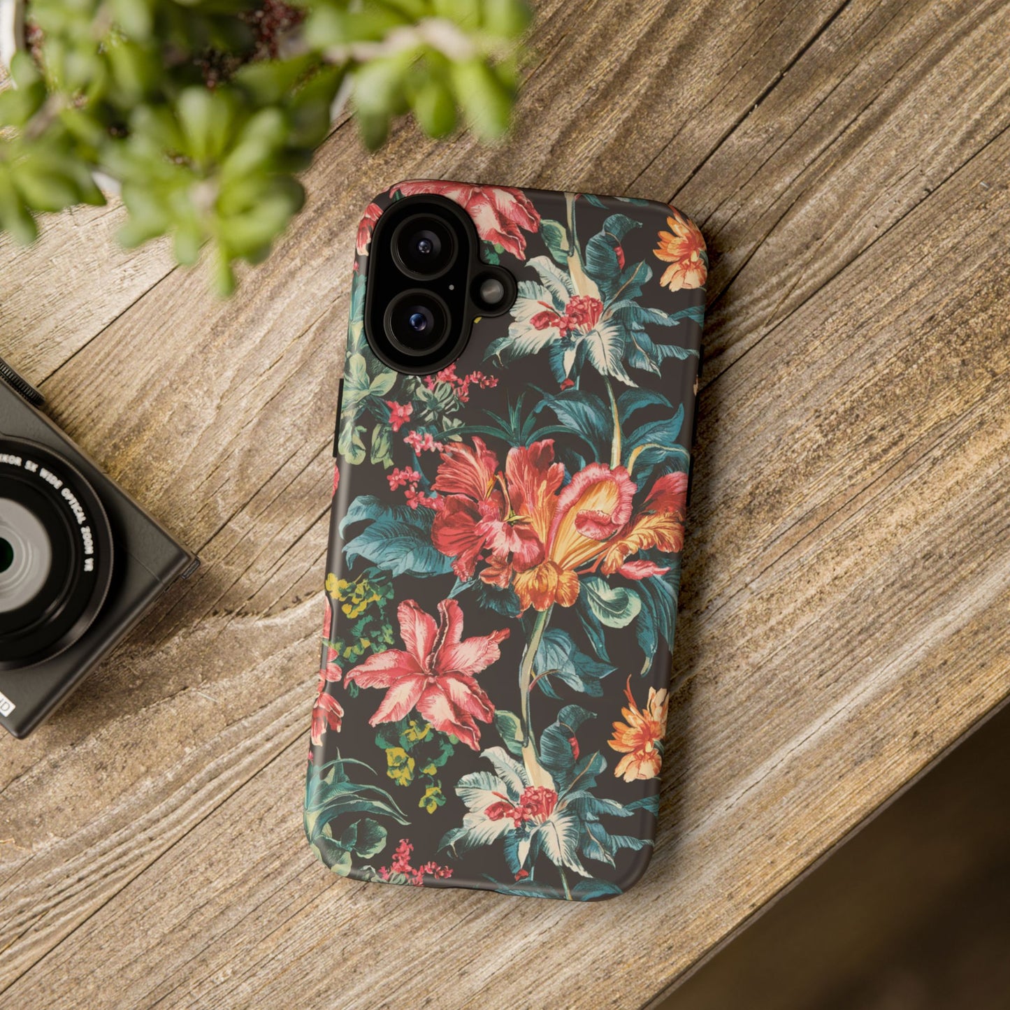 Vampire Art Vintage and Edgy iPhone 16 Tough Case - Retro Surfy Florals