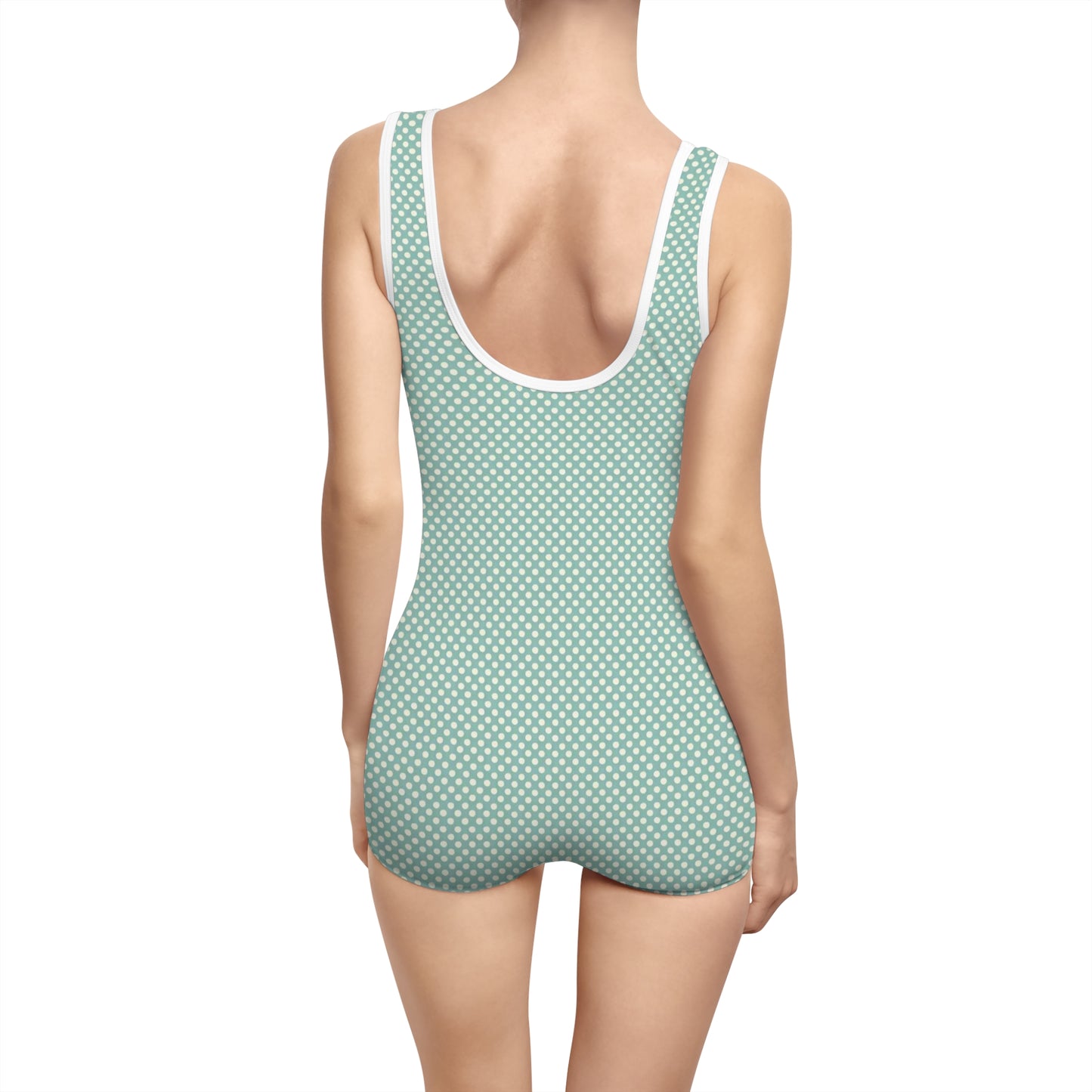 Vampire Art Cottagecore Polka Dot Mint Women's Vintage Swimsuit