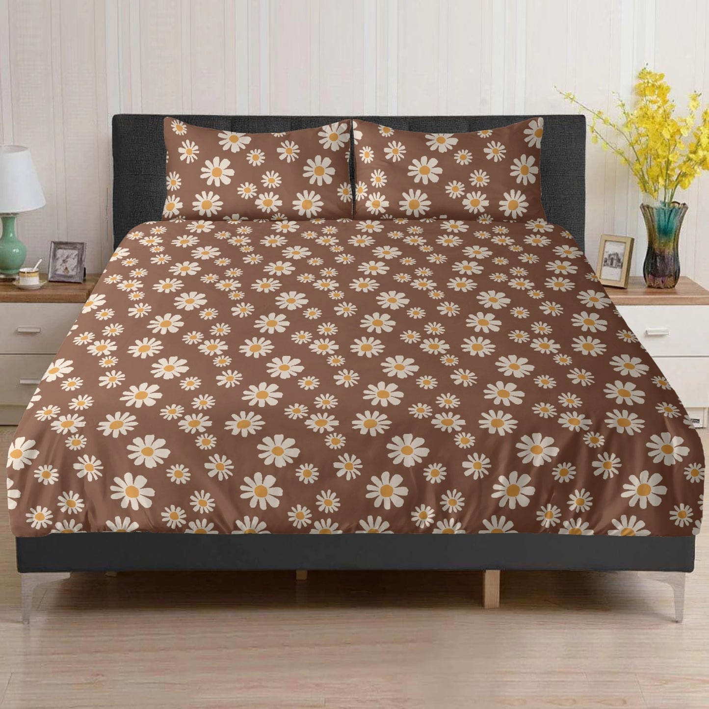 Vampire Art 3-Piece Retro Polyester Bedding Set - Sixties Daisies