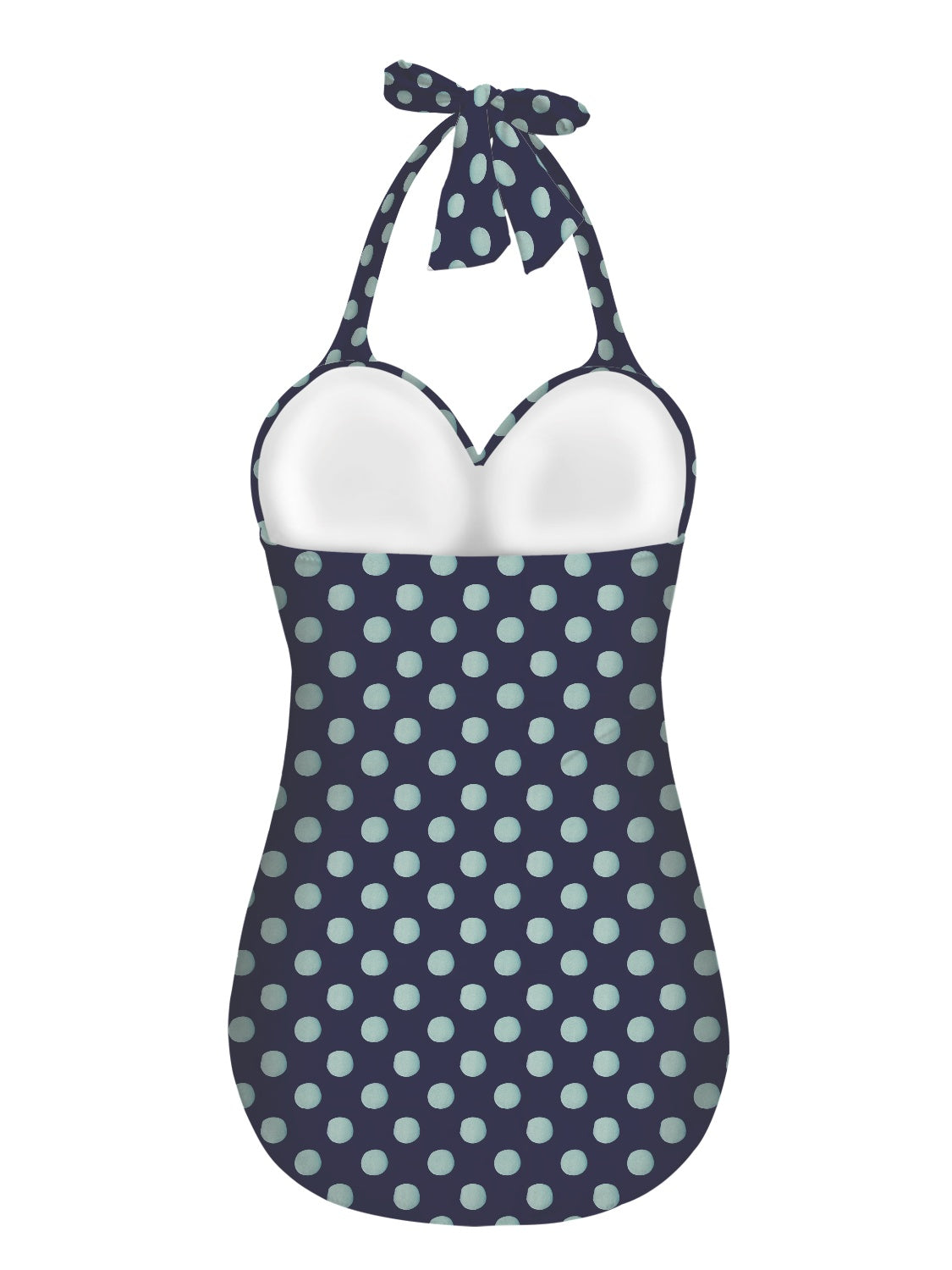 Vampire Art Vintage Chic Halter Neck One-Piece - Blue Polka Dot