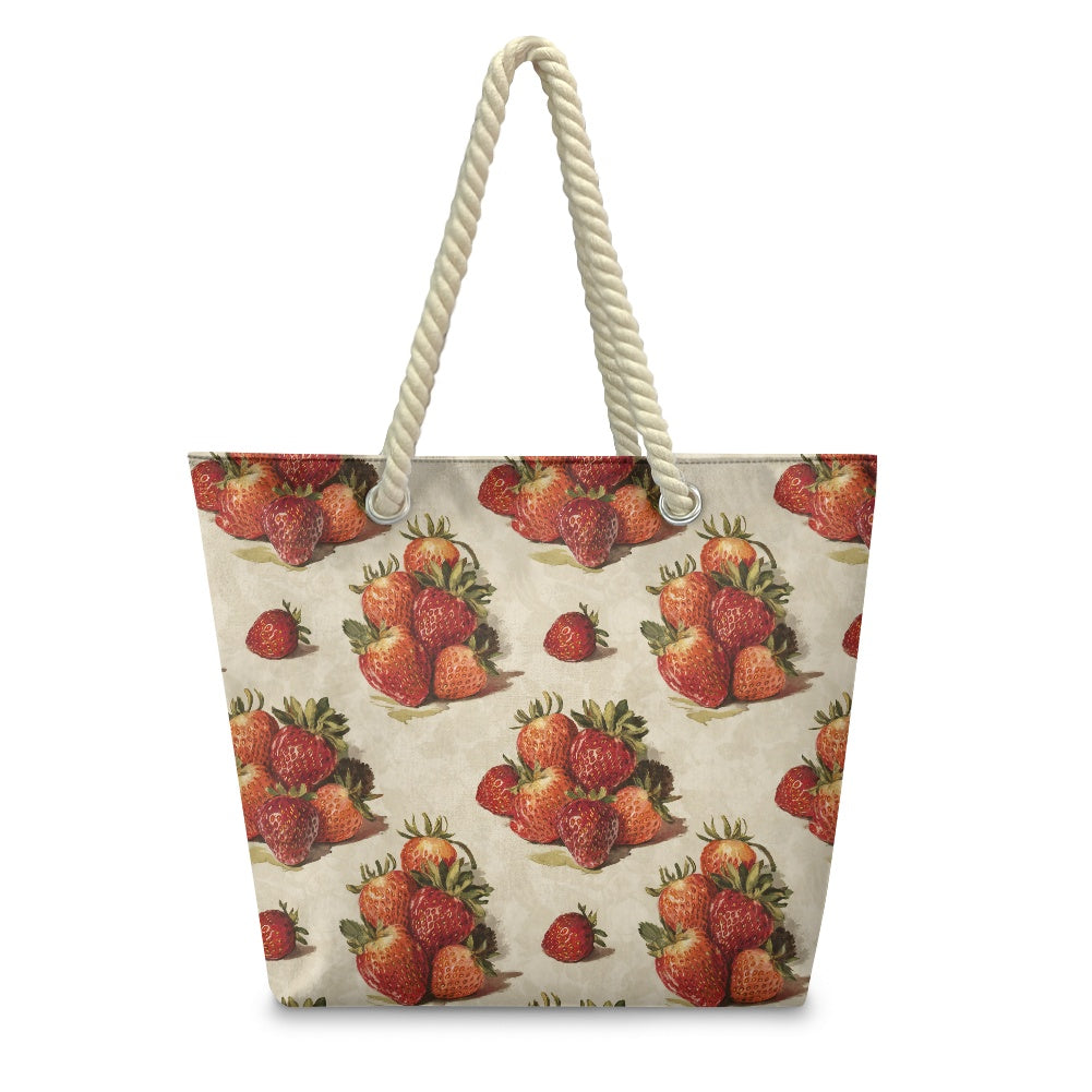 Vampire Art Retro Cottagecore Beach Bag - 1950s Strawberries