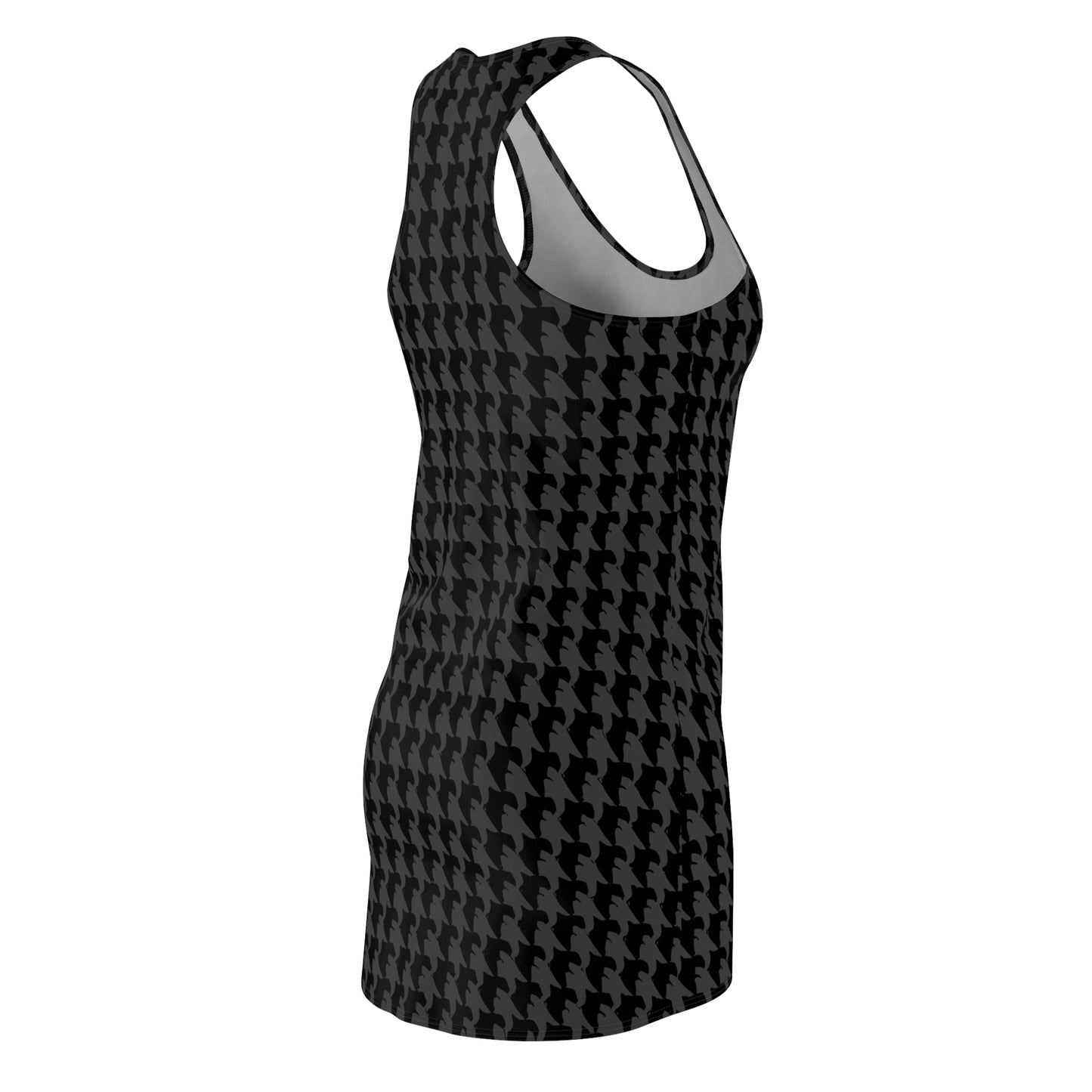 Vampire Art Grunge Goth Emo Black and Charcoal Houndstooth Women's Racerback Dress