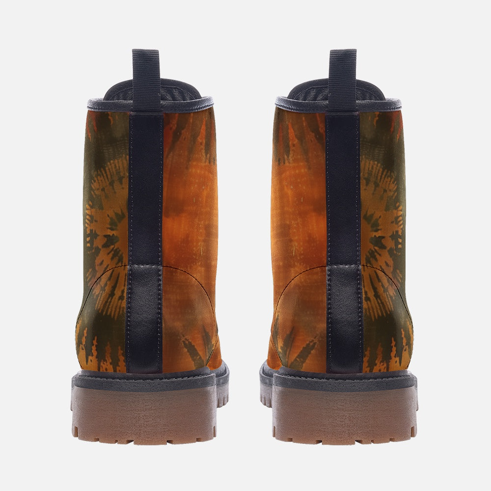 Vampire Art Tie-Dye Hippie Boho Festival Vegan Leather Unisex Combat Boots - Arizona - US sizes