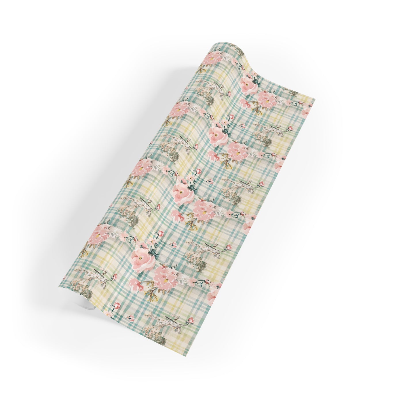 Vampire Art Retro Luxe Eco-Friendly Gift Wrapping Paper Roll (1 pc) - Aged Pastel Floral Gingham - Made in the UK