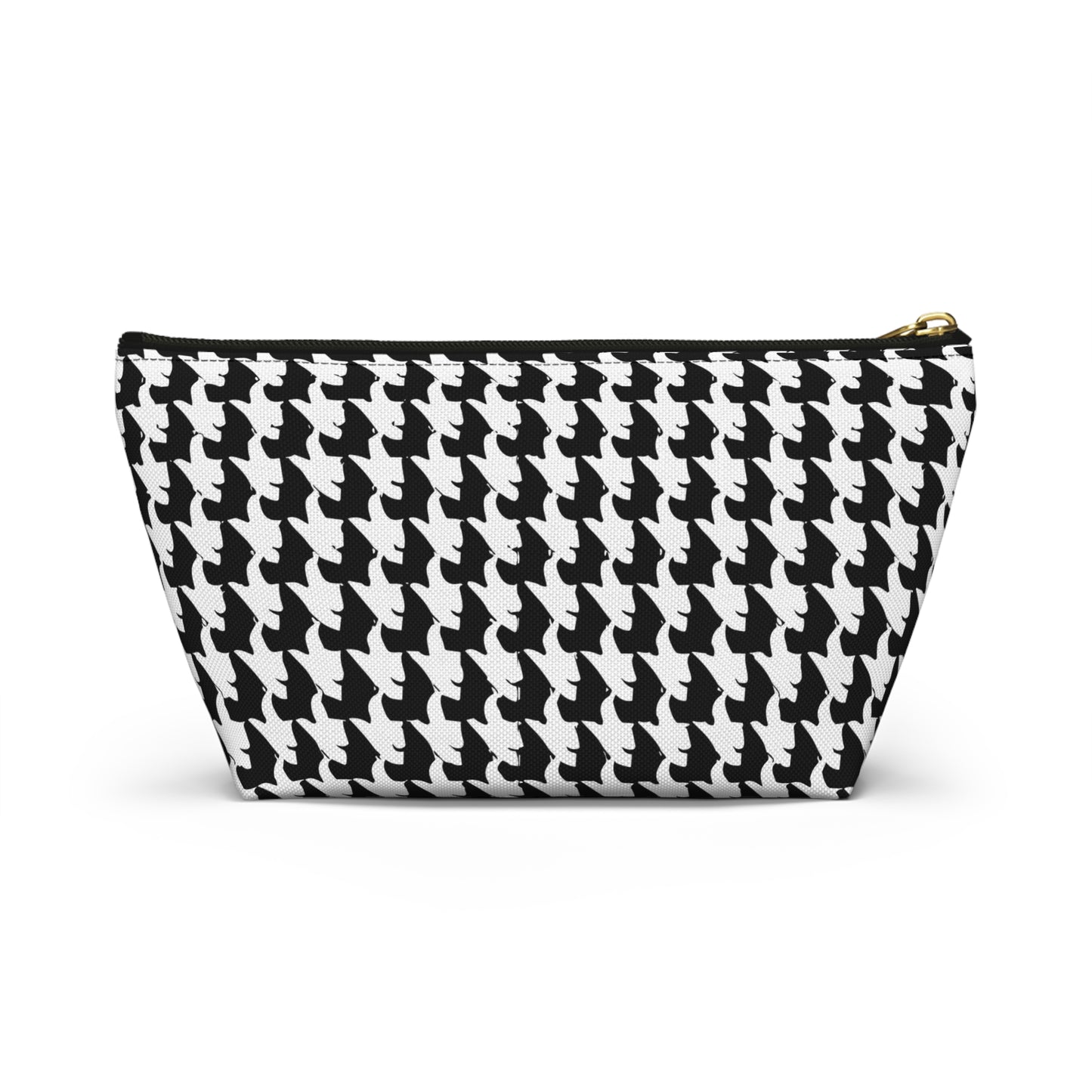 Vampire Art Preppy Grunge Houndstooth Sixties Pattern in Black and White Pencil Case Accessory Pouch w T-bottom