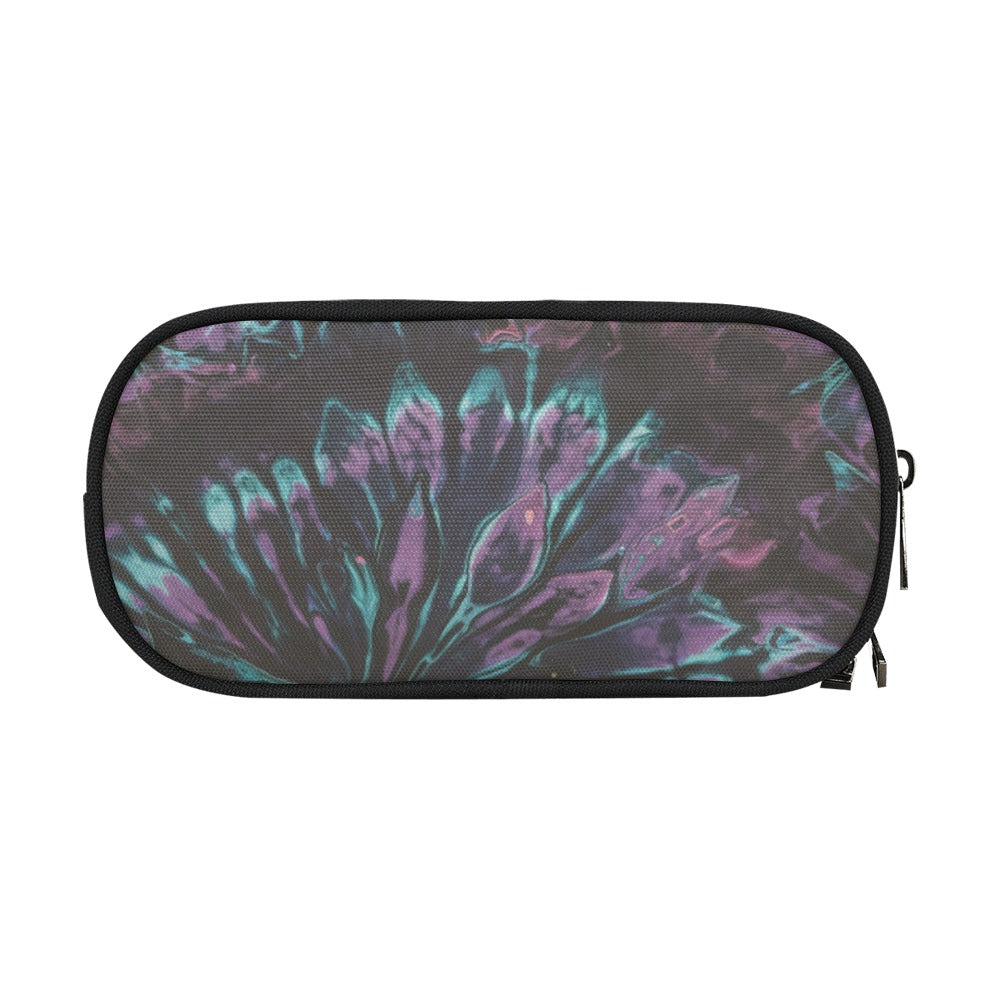 Vampire Art Studio Caddy: Deluxe Pencil Pouch - Black and Purple Boho Tie Dye