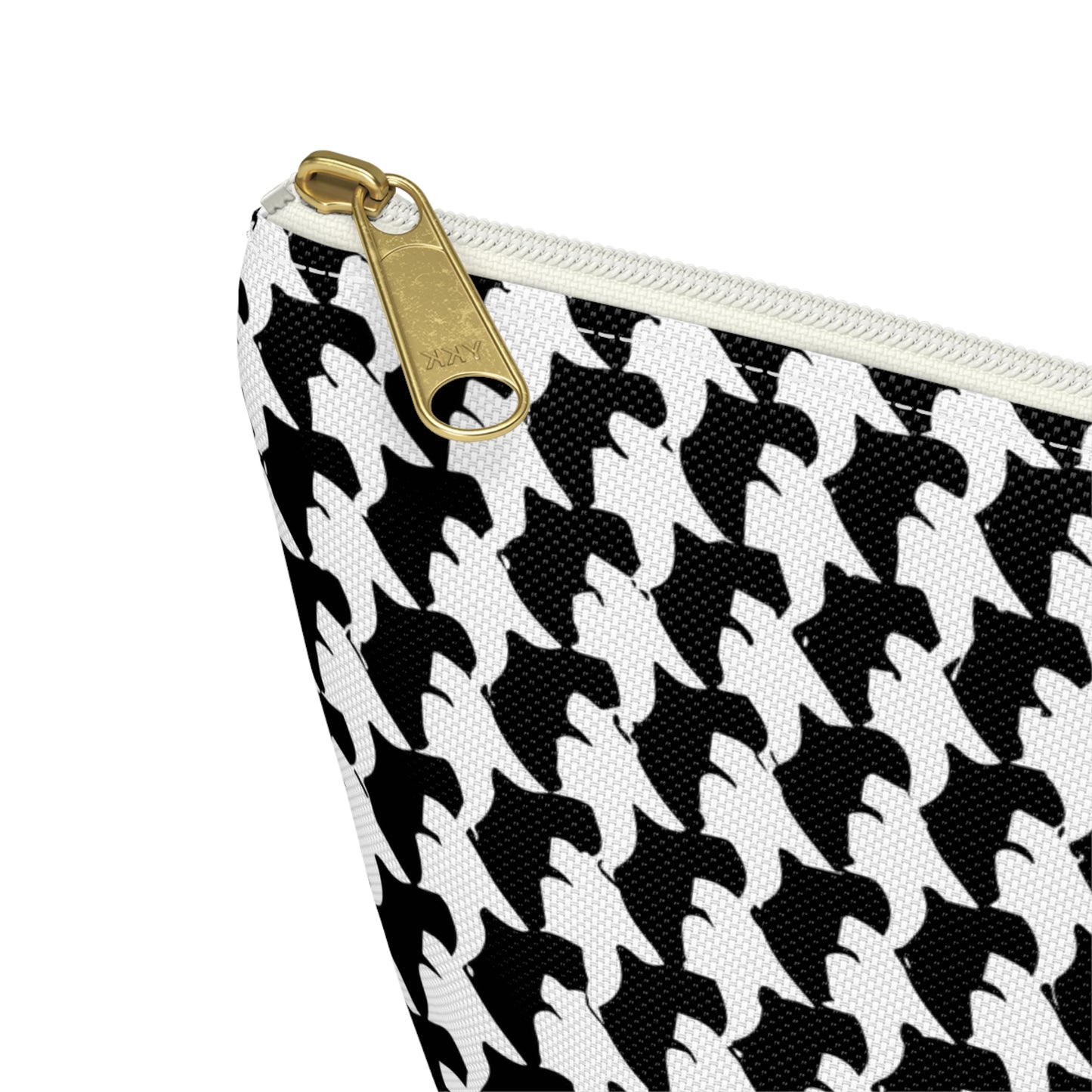 Vampire Art Preppy Grunge Houndstooth Sixties Pattern in Black and White Pencil Case Accessory Pouch w T-bottom