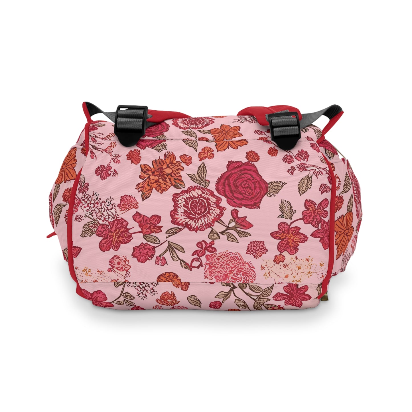 Vampire Art Multifunctional Baby Diaper Backpack Changing Bag - Vintage Cottagecore Floral Red