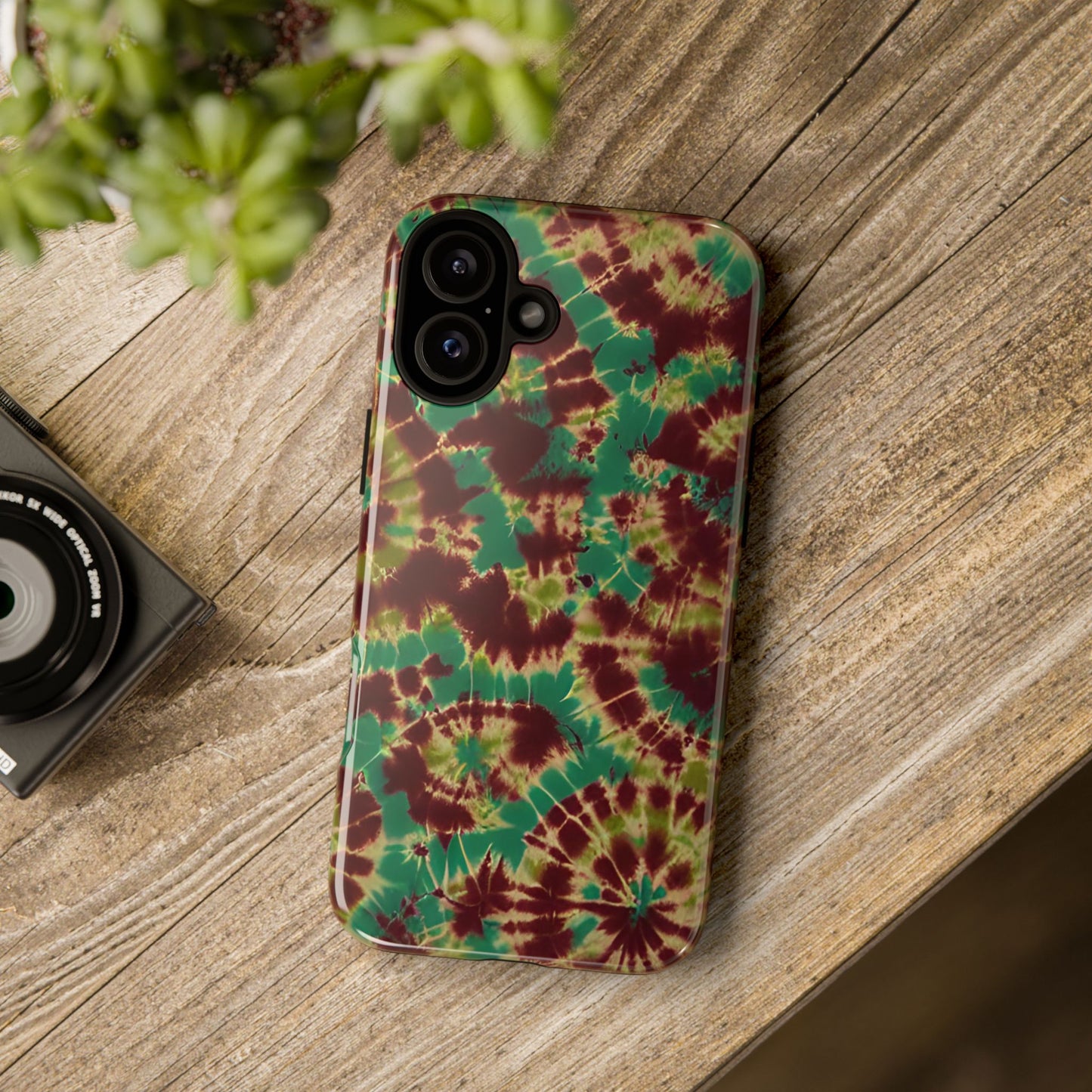 Vampire Art Vintage and Edgy iPhone 16 Tough Case - Forest Tie Dye