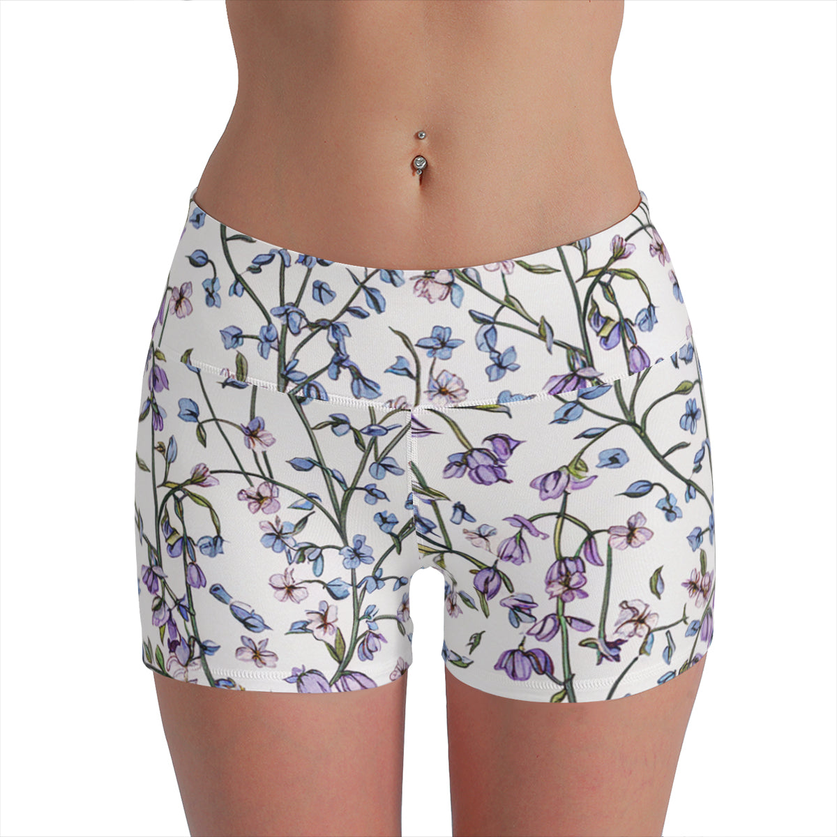 Vampire Art Retro Yoga Cycling Sports Shorts - Bluebell Florals