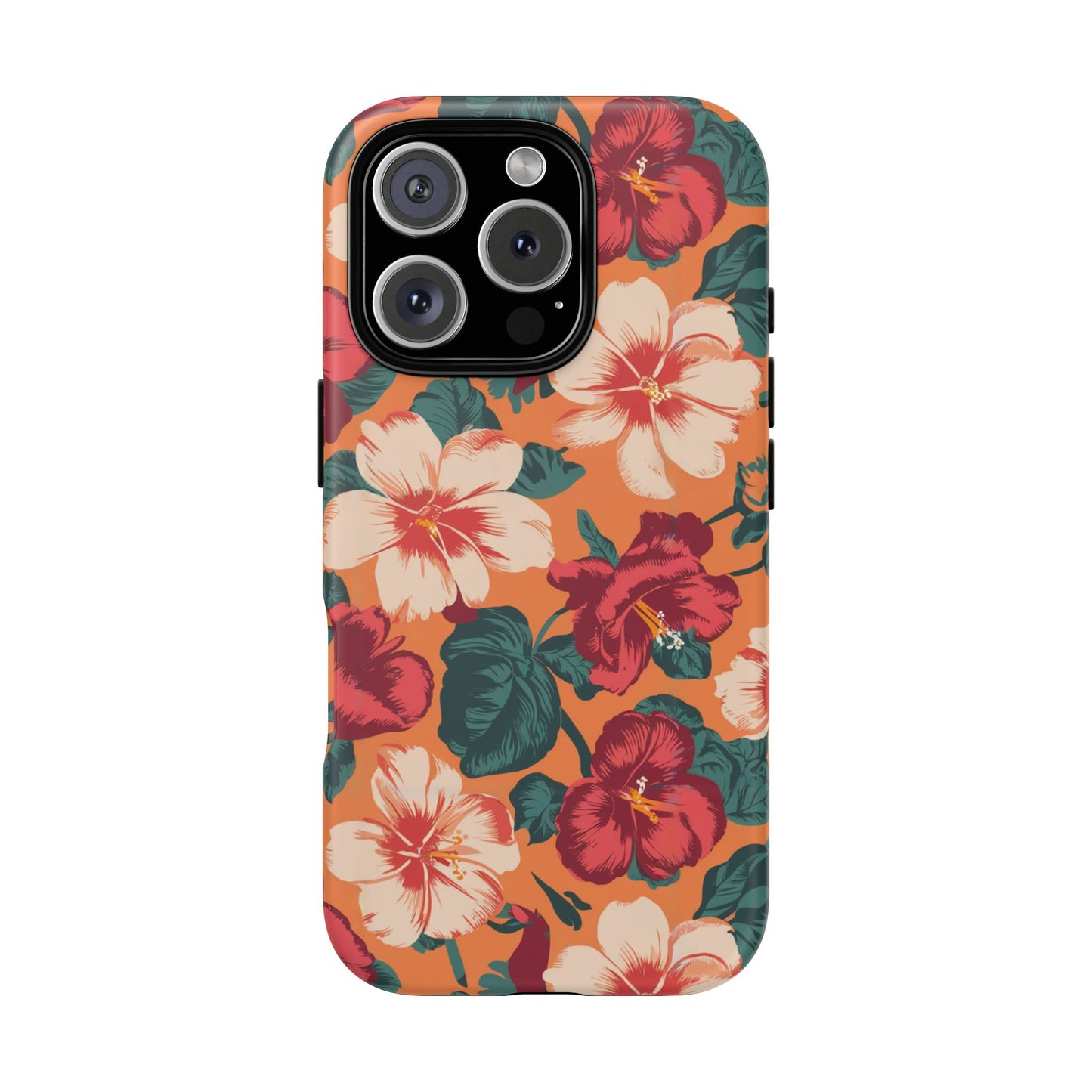 Vampire Art Vintage and Edgy iPhone 16 Tough Case - Retro Surfy Coral Florals