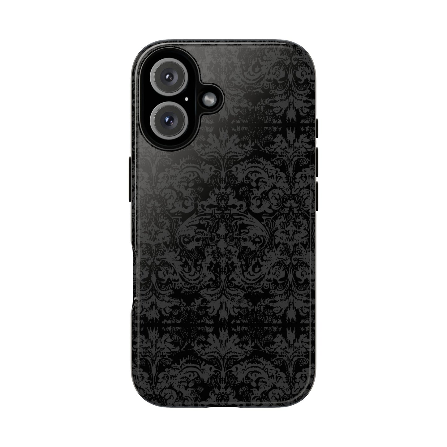 Vampire Art Vintage and Edgy iPhone 16 Tough Case - Grunge Goth Black Damask