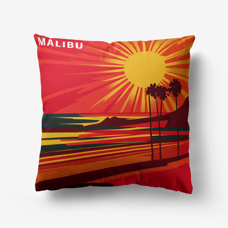 Vampire Art Retro Premium Hypoallergenic Throw Pillow - 3 sizes / optional insert - Sixties Sunset in Malibu 1