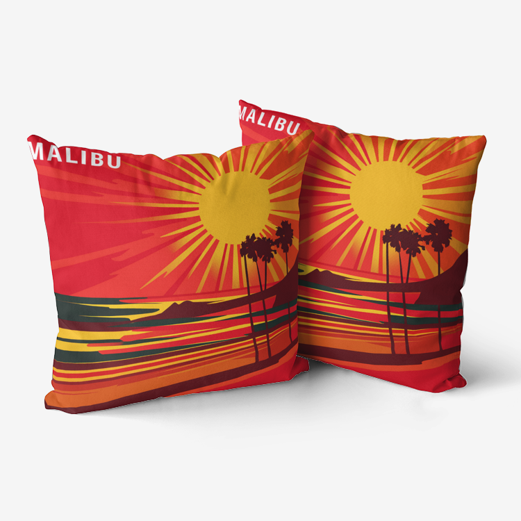 Vampire Art Retro Premium Hypoallergenic Throw Pillow - 3 sizes / optional insert - Sixties Sunset in Malibu 1