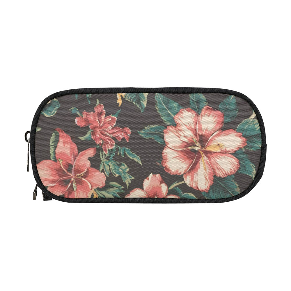 Vampire Art Studio Caddy: Deluxe Pencil Pouch - Retro Surf Flowers in Black