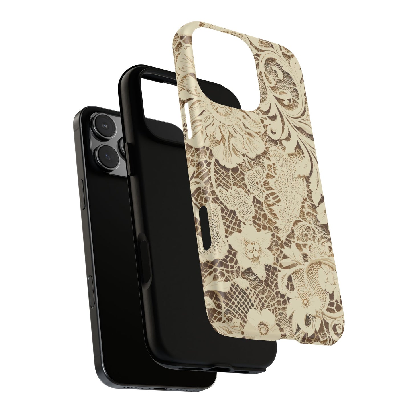 Vampire Art Vintage and Edgy iPhone 16 Tough Case - Cream Victorian Lace