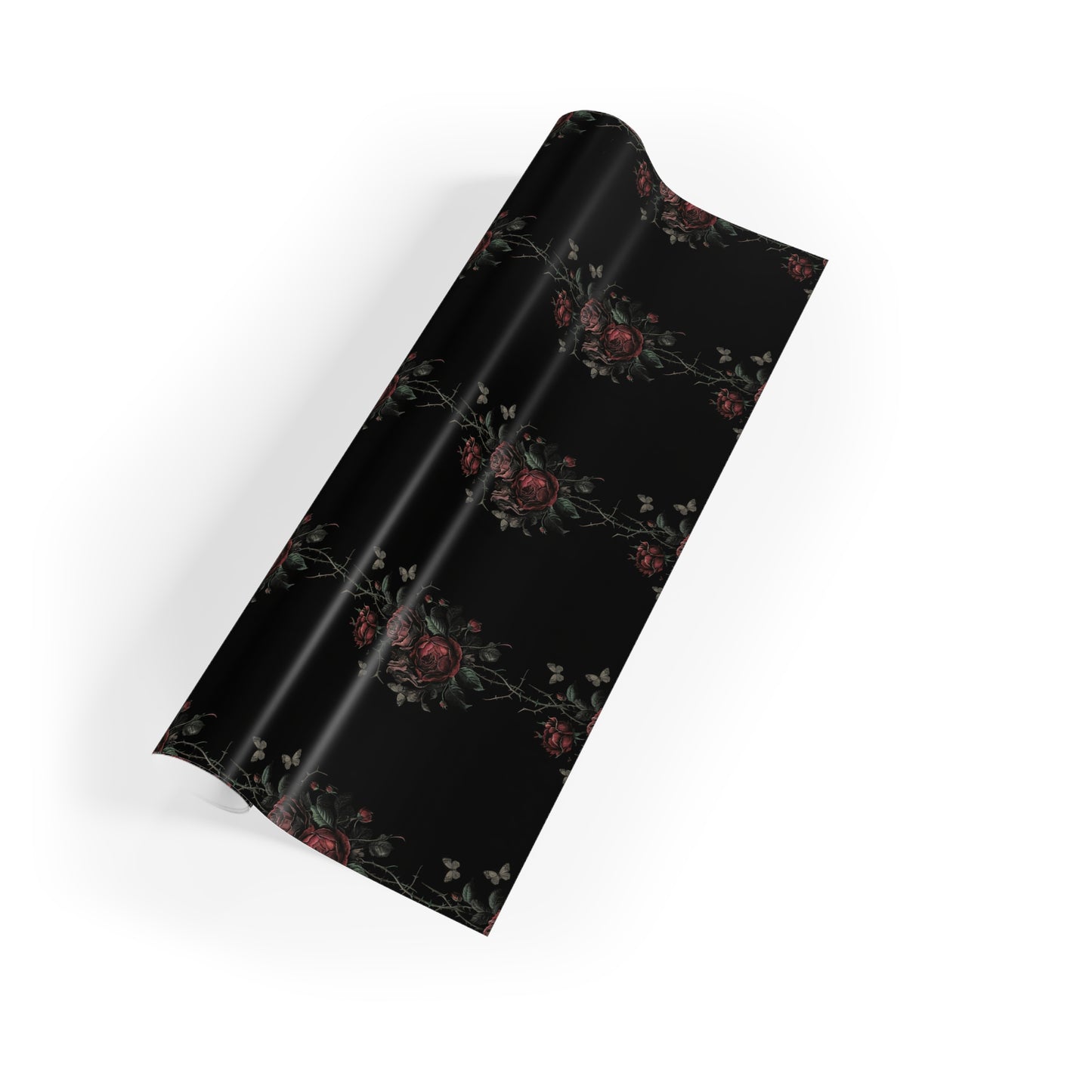 Vampire Art Retro Luxe Eco-Friendly Gift Wrapping Paper Roll (1 pc) - Goth Roses - Made in the UK