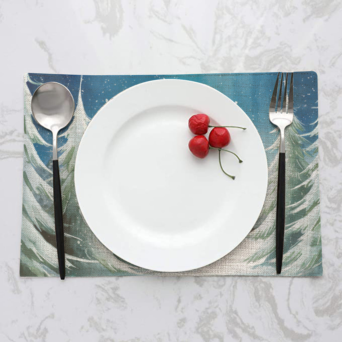 Vampire Art Retro Christmas Linen Placemat Mid Century 60s Vintage Traditional Eco-FriendlyTable Mat - Hut in the Snow