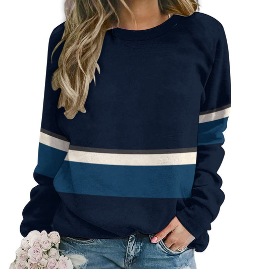 Vampire Art Retro Sixties Navy Stripy Raglan Round Neck Sweater