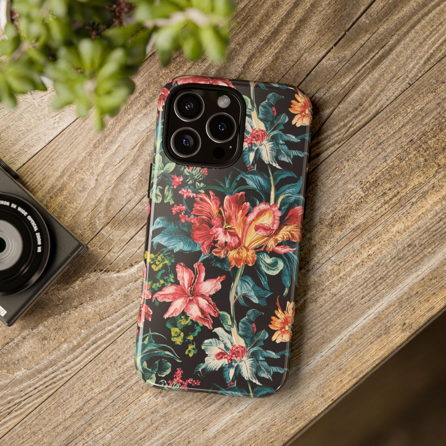 Vampire Art Vintage and Edgy iPhone 16 Tough Case - Retro Surfy Florals