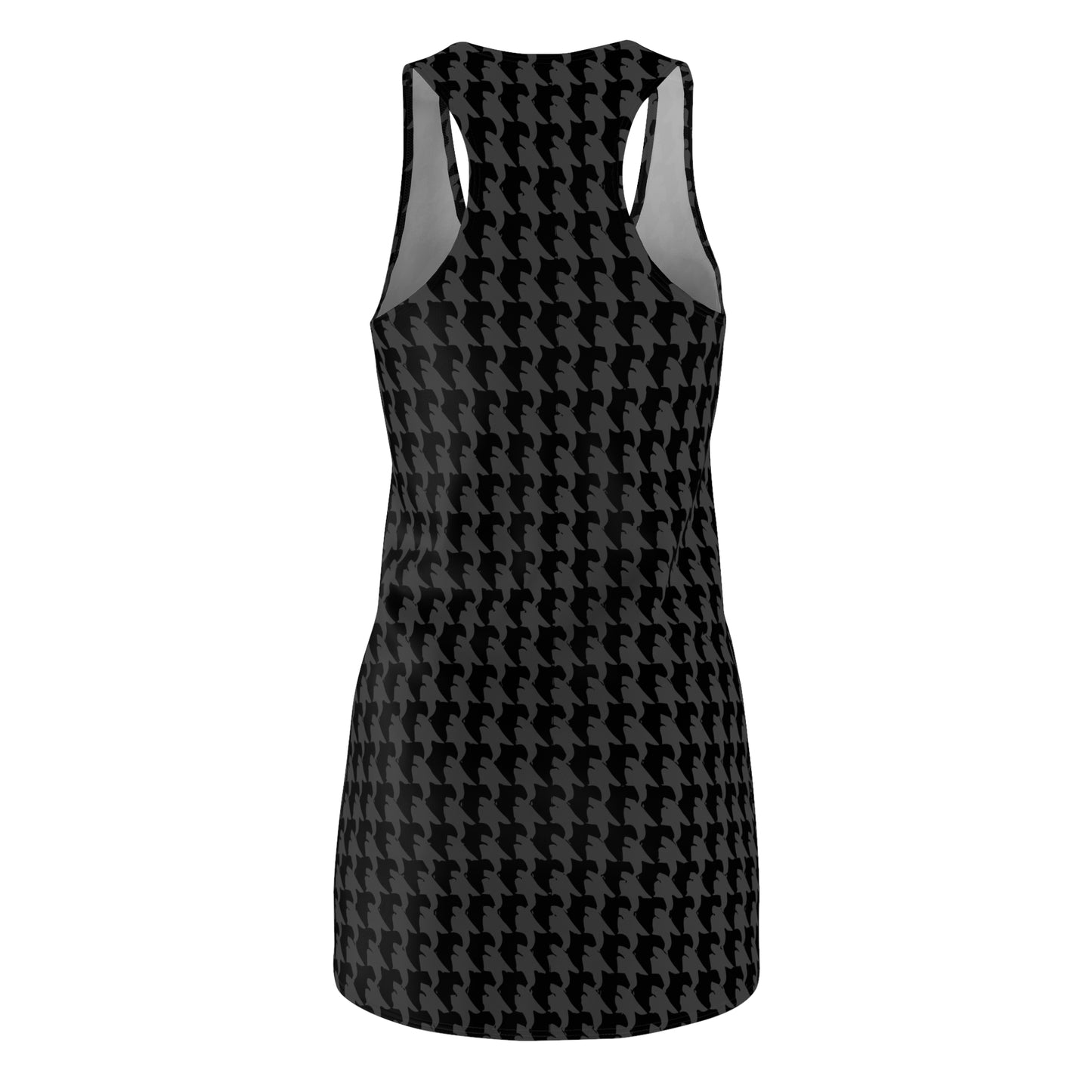 Vampire Art Grunge Goth Emo Black and Charcoal Houndstooth Women's Racerback Dress