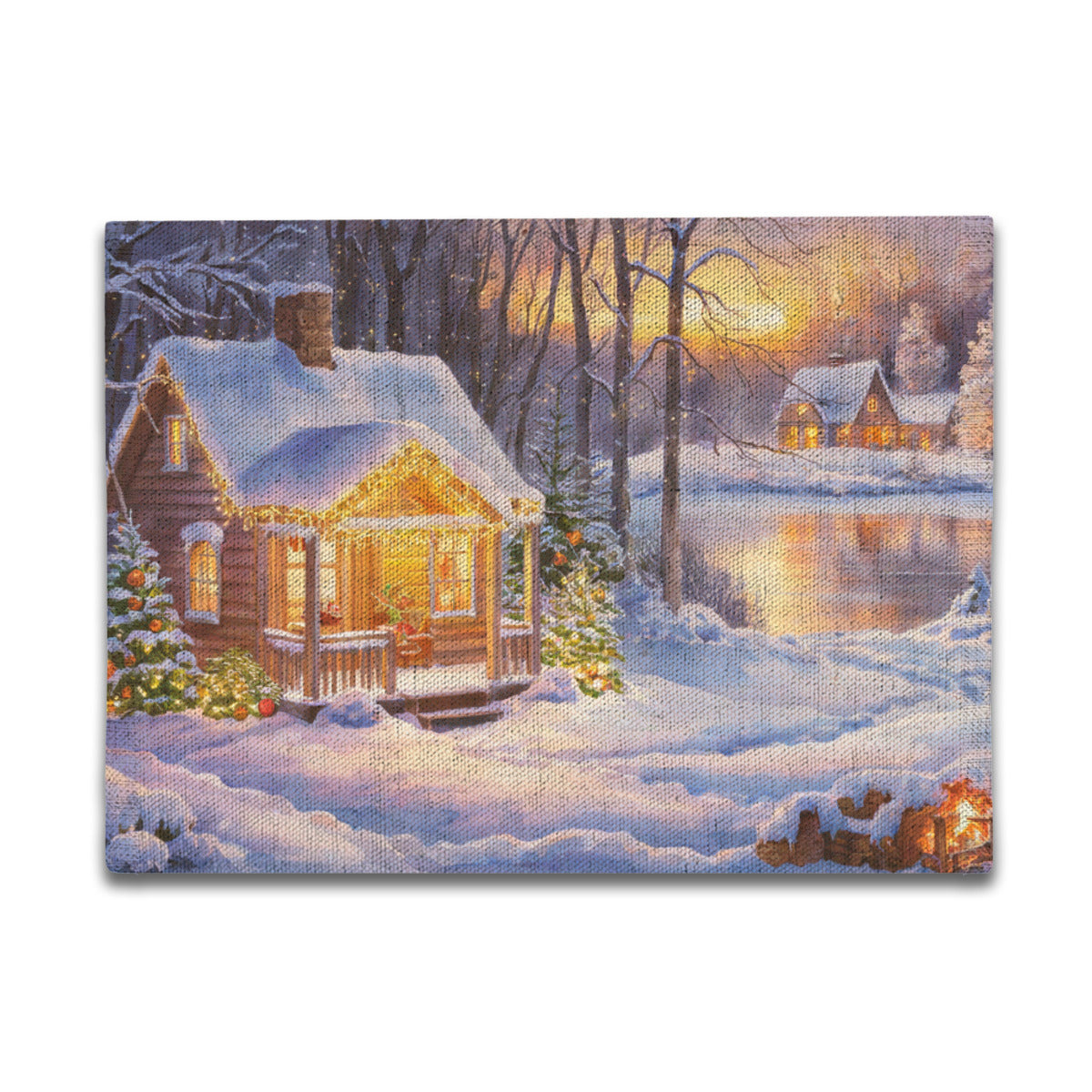 Vampire Art Retro Christmas Linen Placemat Mid Century 60s Vintage Traditional Eco-FriendlyTable Mat - Lake Hut