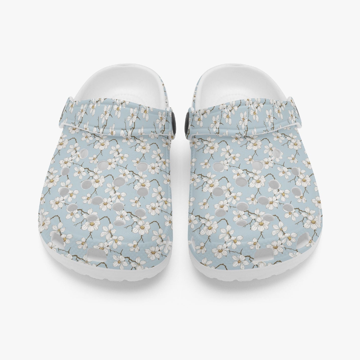 Vampire Art Retro Magnolia Pale Blue Kids Clogs