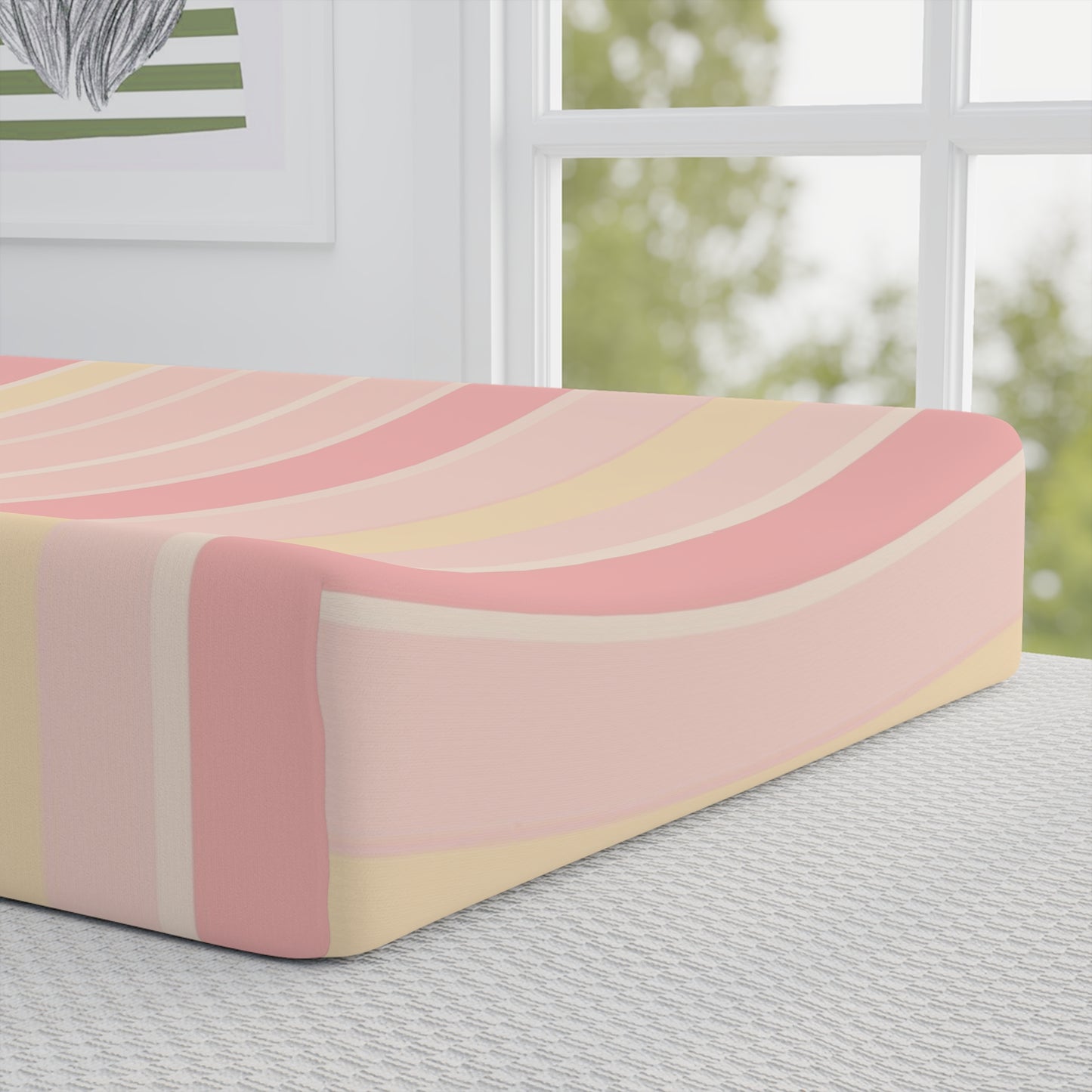 Vampire Art Baby Pastel Yellow and Pink Striped Retro Changing Pad Cover