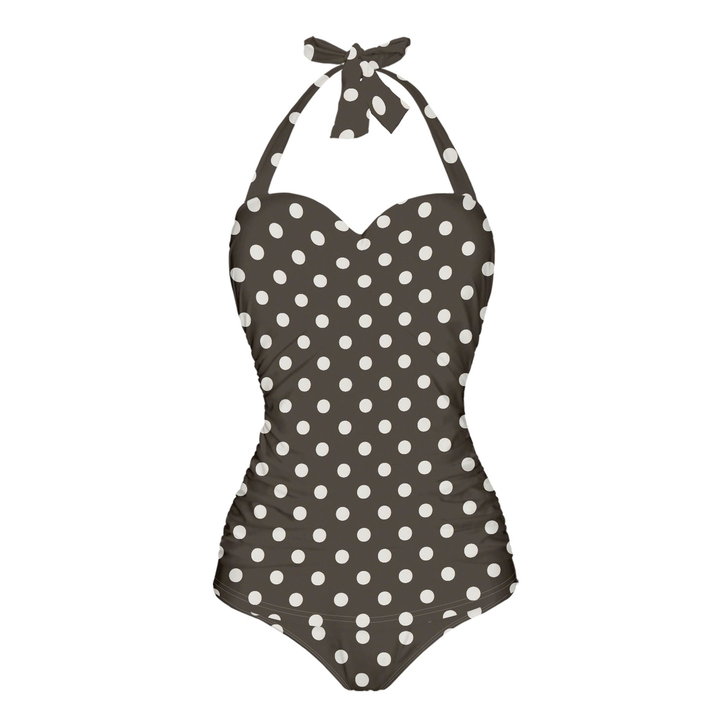 Vampire Art Vintage Chic Halter Neck One-Piece Swimsuit - Black and White Retro Polka Dot