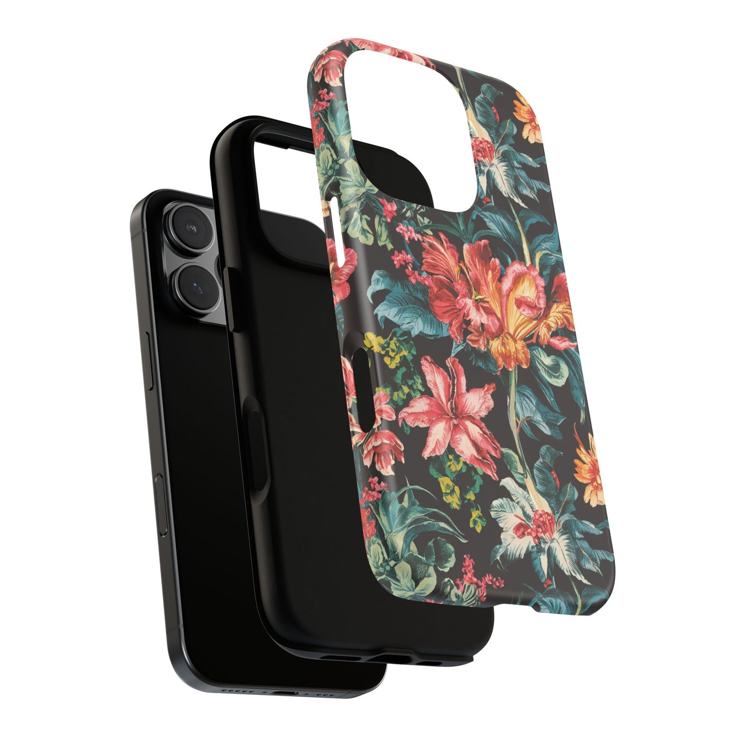 Vampire Art Vintage and Edgy iPhone 16 Tough Case - Retro Surfy Florals