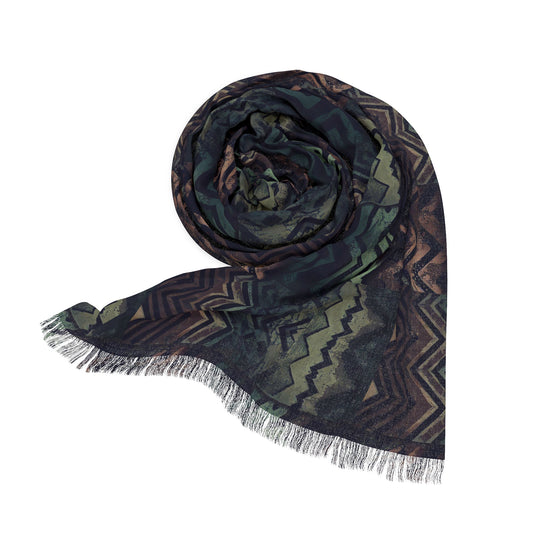 Vampire Art Grunge Patchwork Light Scarf - Brown and Green Herringbone