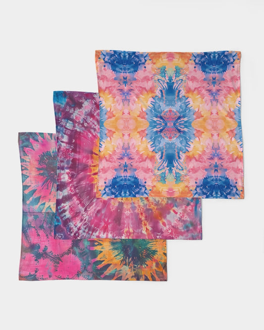 Vampire Art Tie-Dye Boho Festival Bandana 3-piece Set with Pink