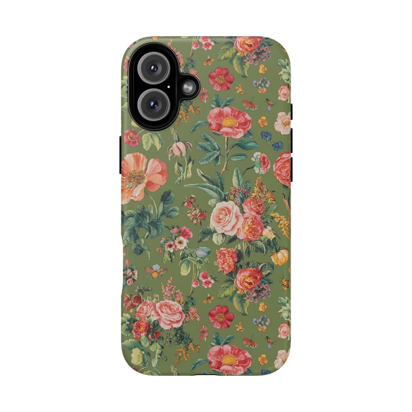 Vampire Art Vintage and Edgy iPhone 16 Tough Case - Khaki Florals