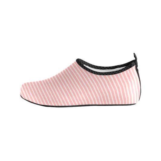 Vampire Art Retro Kid's Barefoot Aqua Shoes - White and Pink Stripy