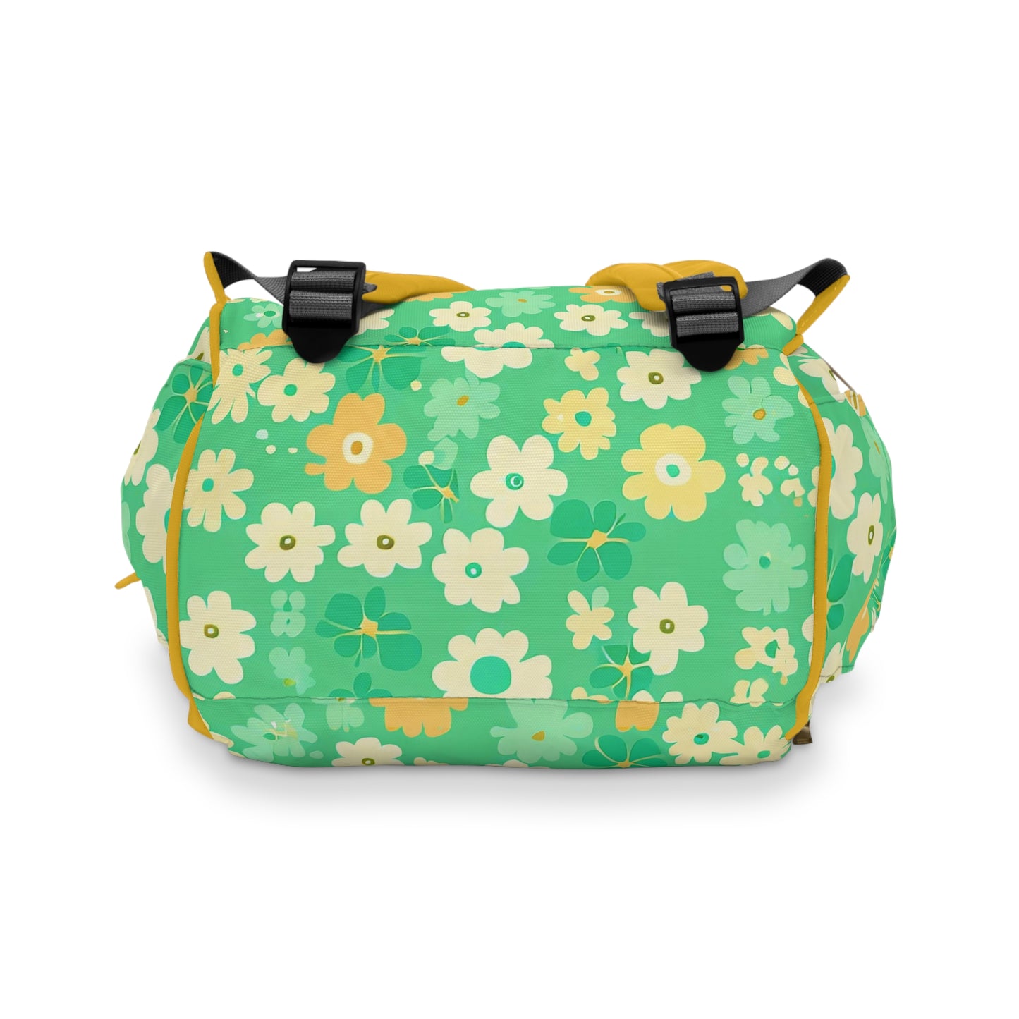 Vampire Art Multifunctional Baby Diaper Backpack Changing Bag - Seventies Flowers Green