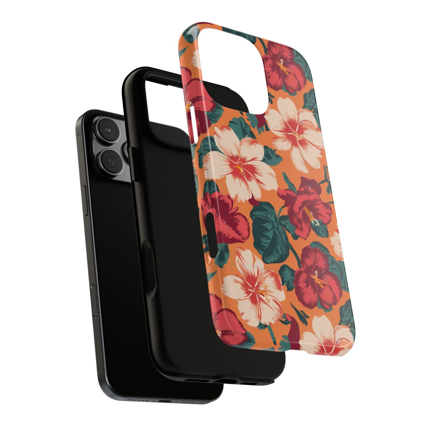 Vampire Art Vintage and Edgy iPhone 16 Tough Case - Retro Surfy Coral Florals