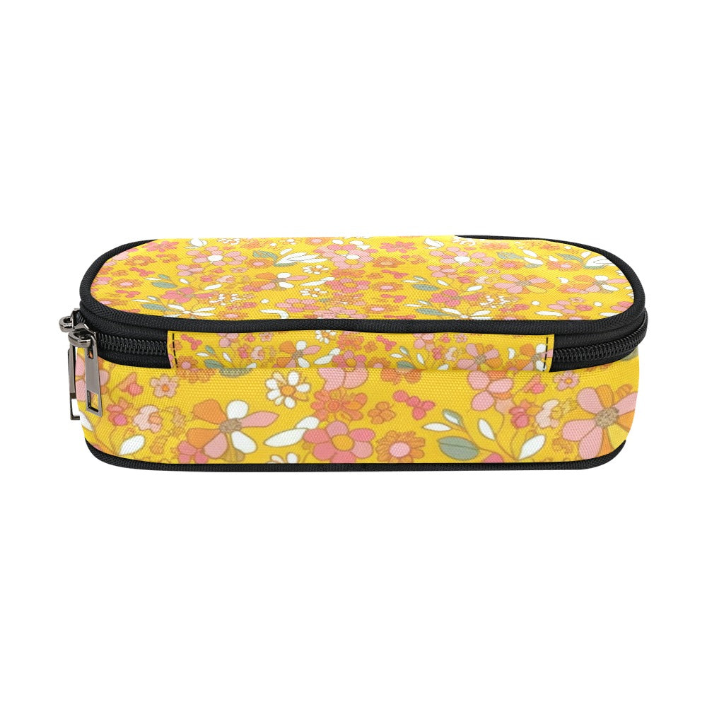 Vampire Art Studio Caddy: Deluxe Pencil Pouch - Hippie Boho Florals in Yellow