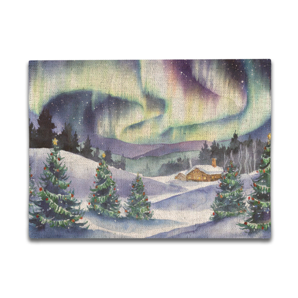 Vampire Art Retro Christmas Linen Placemat Mid Century 60s Vintage Traditional Eco-FriendlyTable Mat - Aurora Borealis