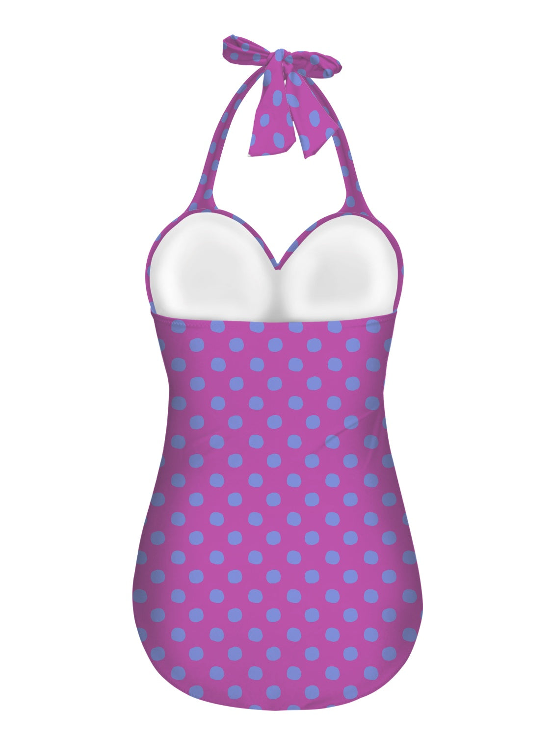 Vampire Art Vintage Chic Halter Neck One-Piece Swimsuit - Purple Polka Dot