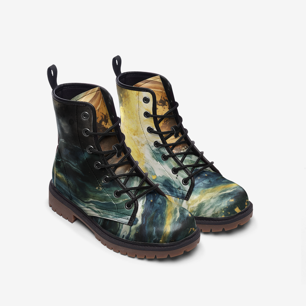 Vampire Art Starry Night Space Boots Unisex vegan Leather Combat Boots - US sizes - Saturn