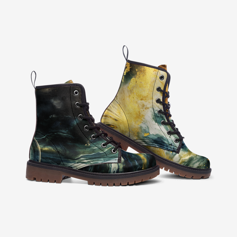 Vampire Art Starry Night Space Boots Unisex vegan Leather Combat Boots - US sizes - Saturn