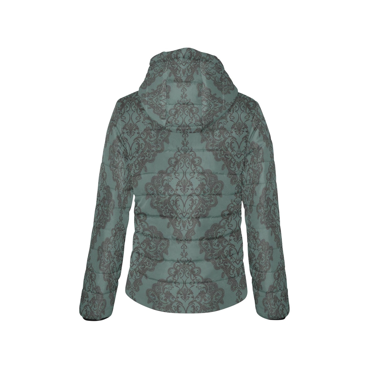 Vampire Art Urban Gothic Women's Padded Hooded Jacket - Green Lace