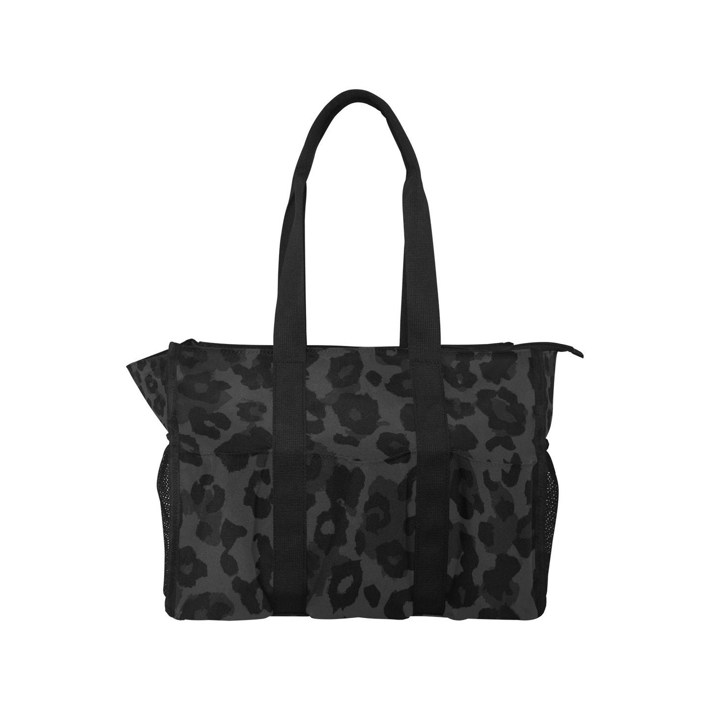 Vampire Art Retro Large Multi-pocket Beach Bag - Grunge Black Leopard