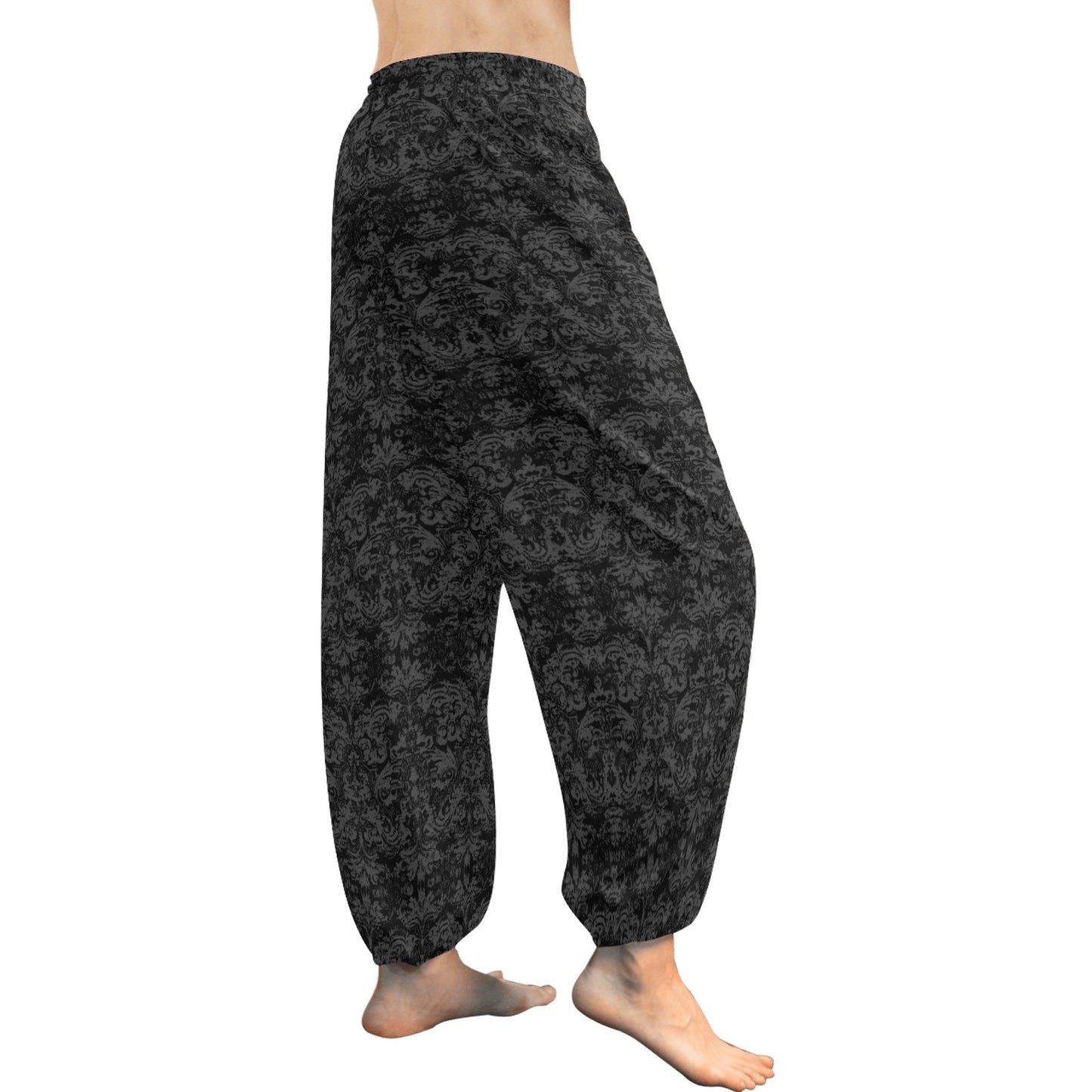 Vampire Art Boho-Chic Women's Flow Harem Pants - Black Damask